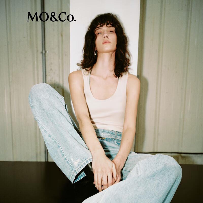 MO&Co. U-Neck Ribbed Lightweight Vest
