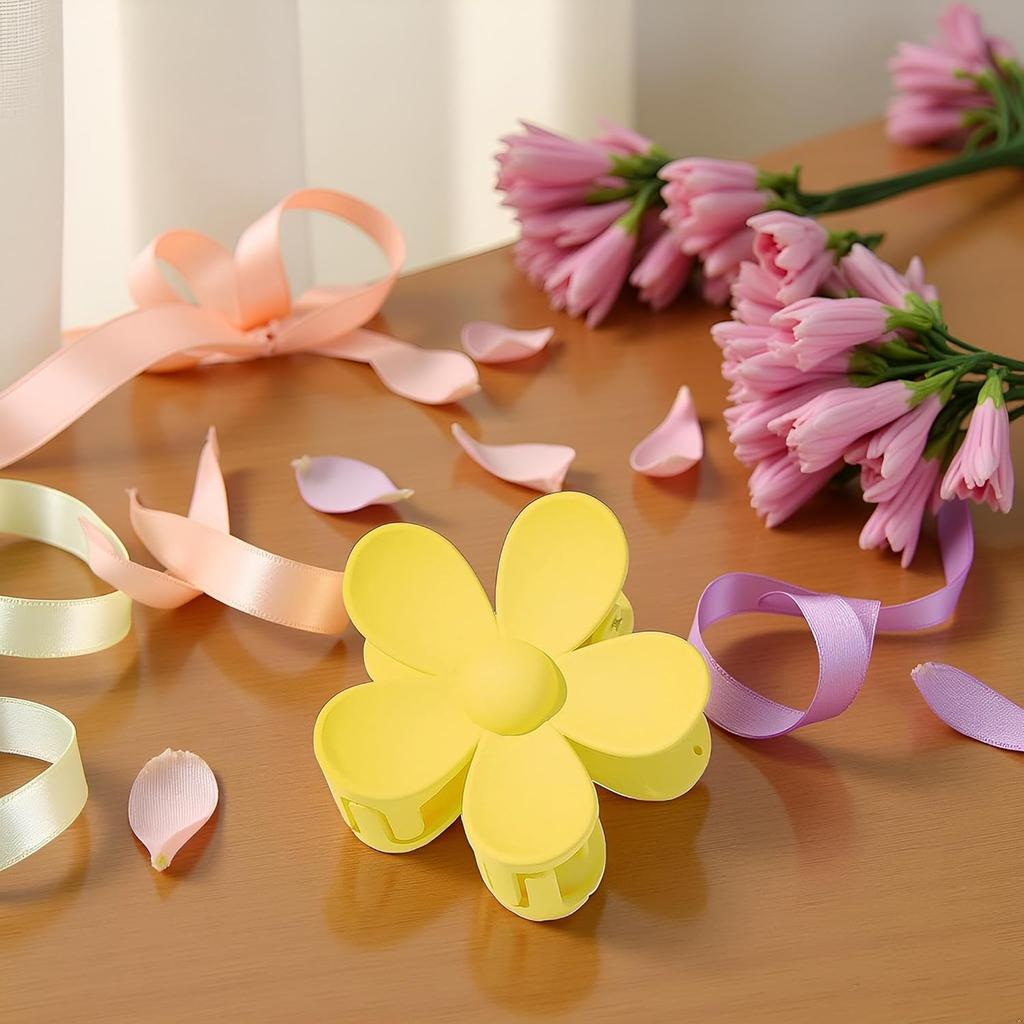 Yellow Hair Claw Clips Flower Shaped Plastic Jaw Clips Anti-scratch Smell-less Useful Hold Tightly Light Hair Accessories for Beauty and Personal