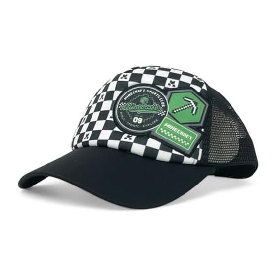 [Magical Moment] Minecraft Kids Mesh Cap Hat 1C6108H Creeper Ender Dragon TNT Ice Ax Breathable Size Adjustable
