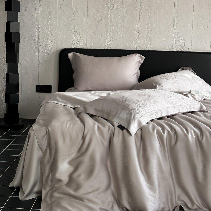 Nordic Style Lyocell Jacquard 4-Piece Luxury Summer Duvet Cover Set