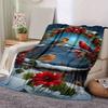 1pc Merry Christmas Printing Lightweight Flannel Blanket, Comfortable and Warm Blanket, for Camping Sofa Bed and Couch Office, Gift
