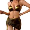 Women's European & American Three-Piece High-Waist Sexy Bikini Set with Hot Stamping