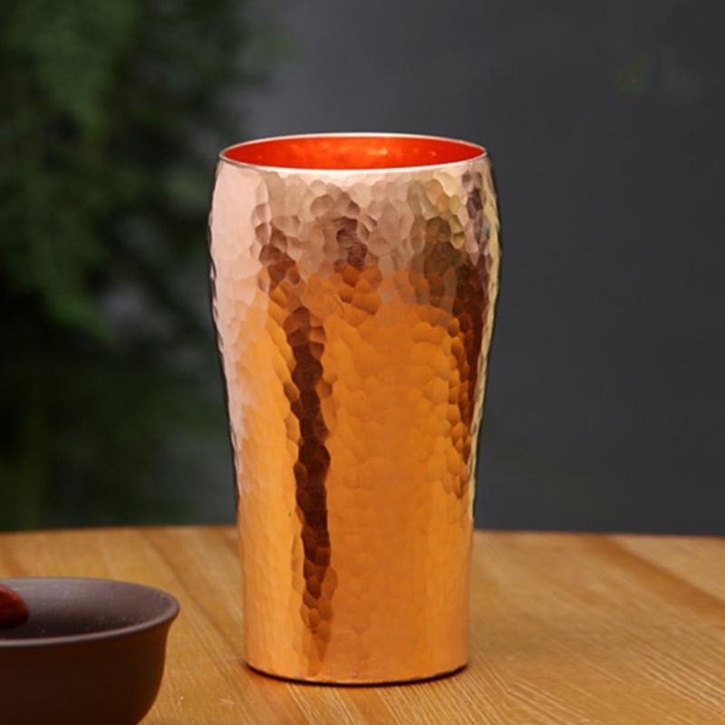 Handcrafted Pure Copper Coffee Cup Beer Milk Mug Retro Embossed Hammer Thickened Water 250ml Breakfast Drinkware Tea Tableware