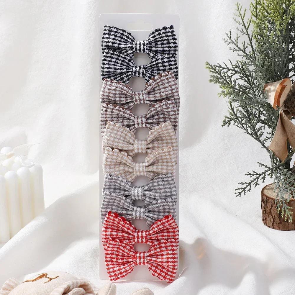10PCS/Set New Girls Cute Plaid Print Hairpins for Kids Children Sweet Headband Hair Clips Barrettes Fashion Bow Hair Accessories