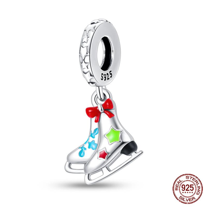 Kupfer Schneeflocke Weihnachtsbaum Skischuhe Perlen Markenarmband Exquisiter DIY Schmuck