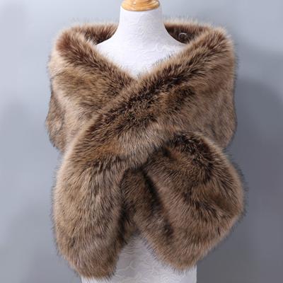 Autumn Winter Luxury Faux Fur Shawl Scarves Ladies Plush Scarf Cover Up For Wedding Party Fur Shrug Long Wrap Cape