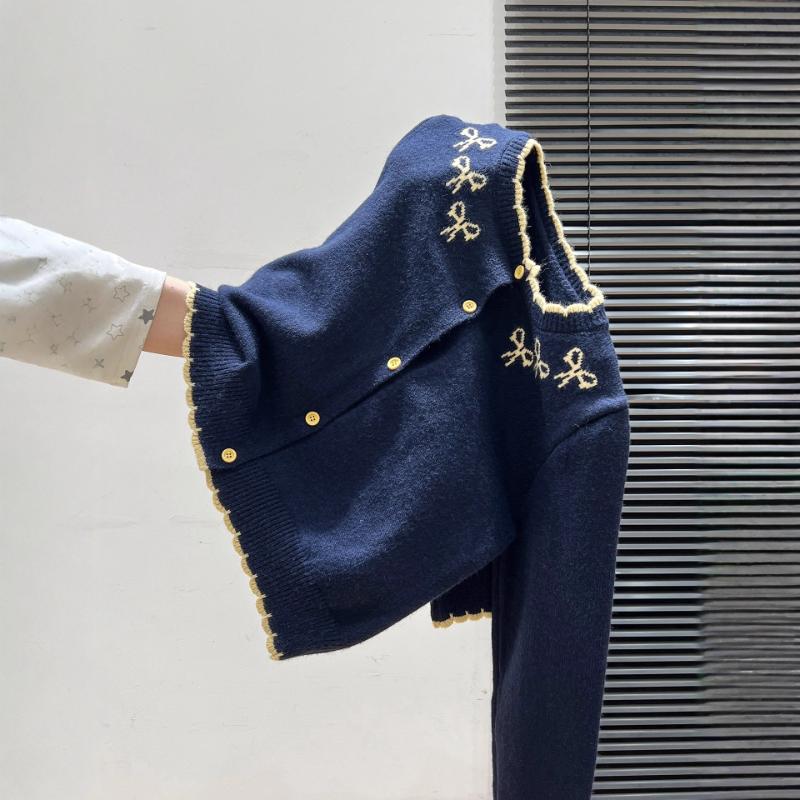 Bow Knit Cardigan Thickened Sweater Outerwear Women Autumn Winter New Style Loose Slouchy Sweet Top