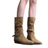 In Stock: Women's Wasteland-Style Mid-Calf Western Boots with Desert Chunky Heel, 25 Styles, Slimming Fit, Belt Buckle, Two-Way Wear.