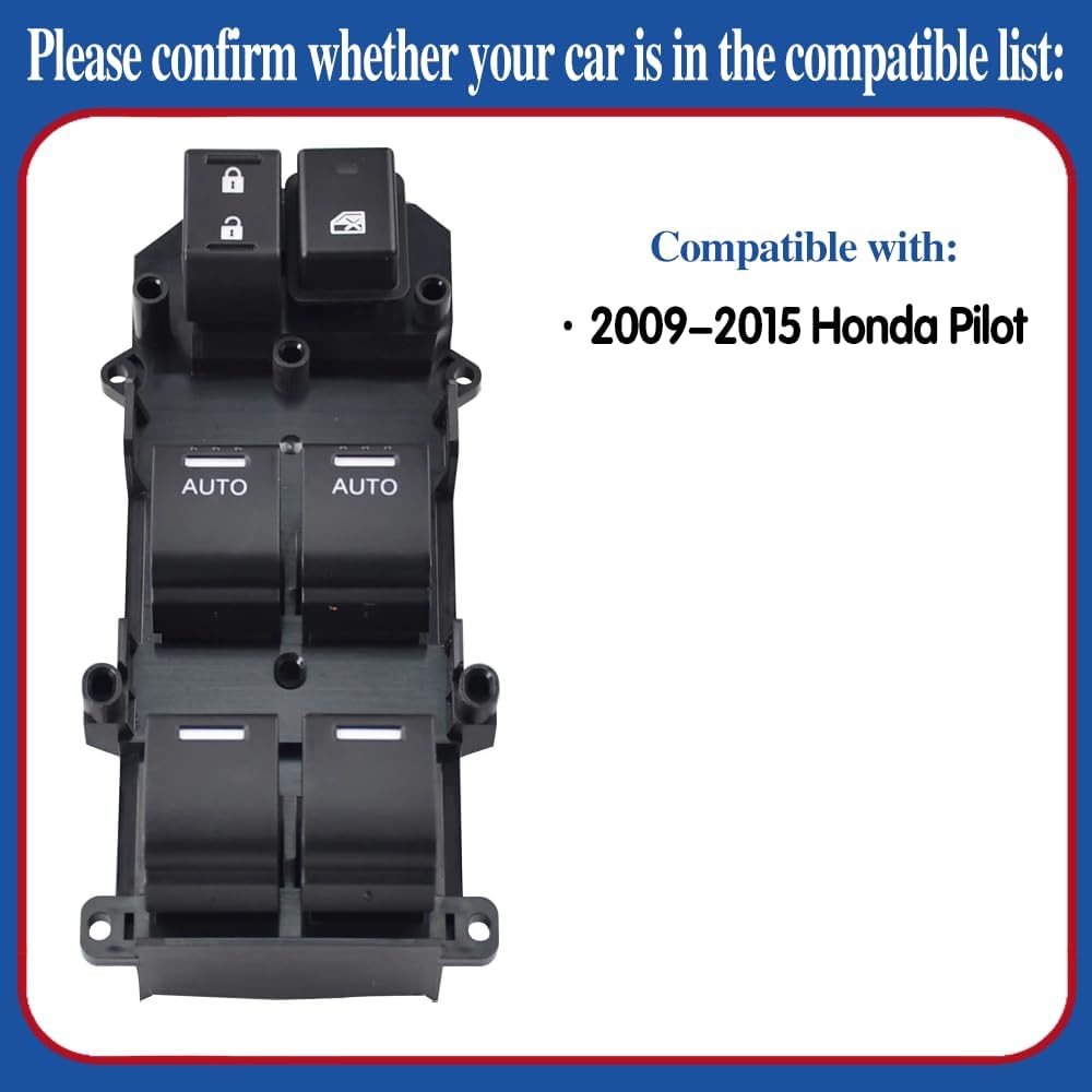 Power Window Switch Driver Side 35750SZAA51 Compatible with Honda Pilot 2009-2015, Master Power Window Switch Replaces 35750-SZA-A11