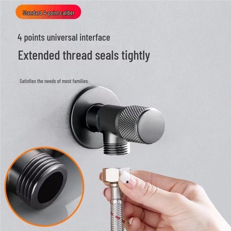 Gun Gray Stainless Steel Angle Valve - Hot/Cold Water Heater Stop Valve with Copper Core for Toilet.