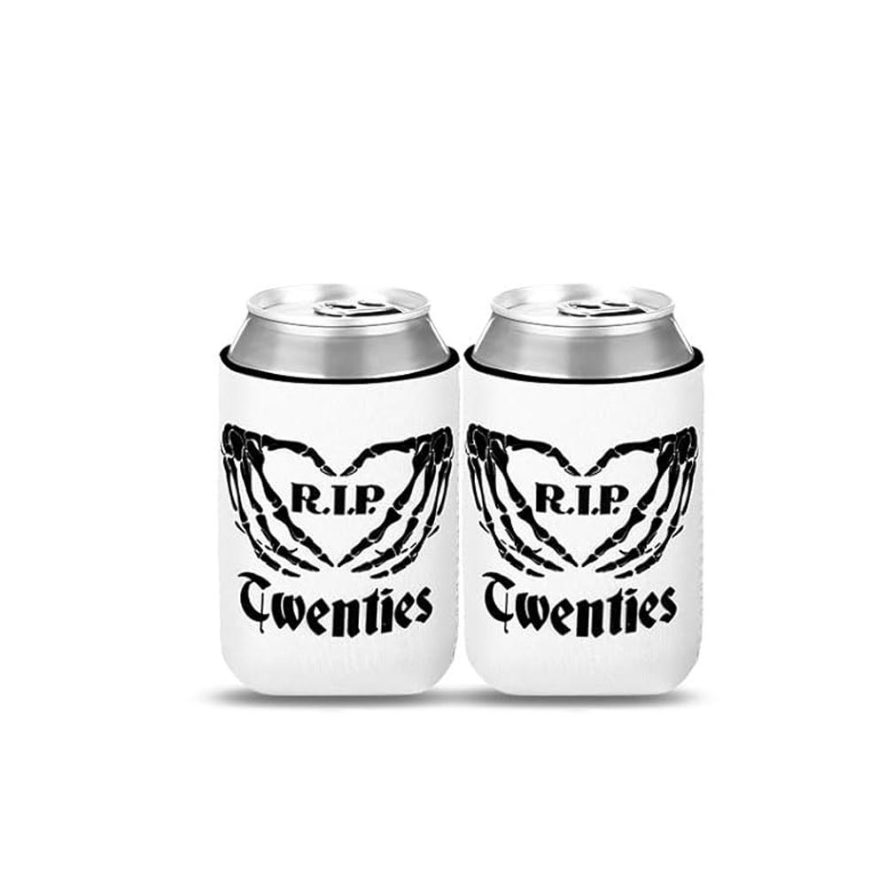 2Pcs Death To My 20s Can Coolers Spooky Scary Skull Halloween Party Gothic for Youth Bachelorette Decorations Bride To Be Gifts