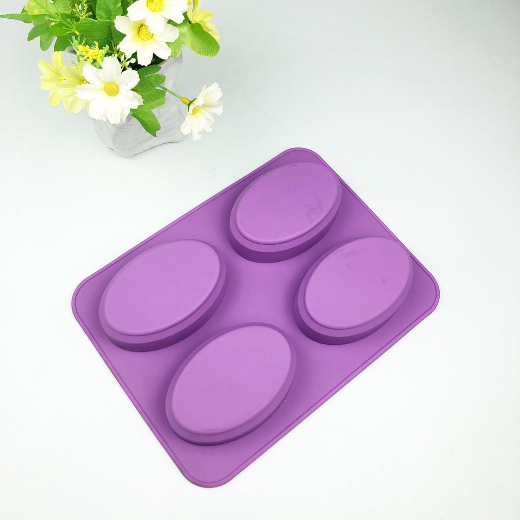 Silicone Soap Mold For Soap Making 4 Cavity Oval Shape Soap Mould Reusable Homemade Soap Making Mold Cake Bakeware Mould