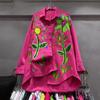 European Station Stylish Long-sleeve Denim Shirt for Women, Spring/autumn New Loose Mid-length Painted Sequin Jacket, Trendy