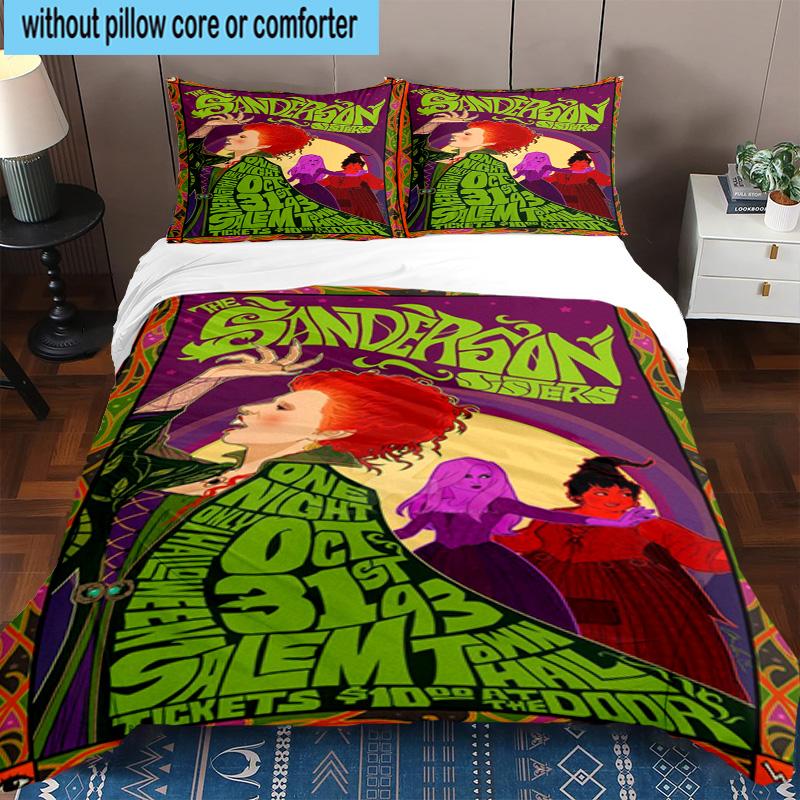 3PCS Halloween witches 3pcs Bedding,Including 3PCS Duvet Cover And 2pcs Pillowcases Perfect for Christmas,Ideal for Bedroom, Dormitory