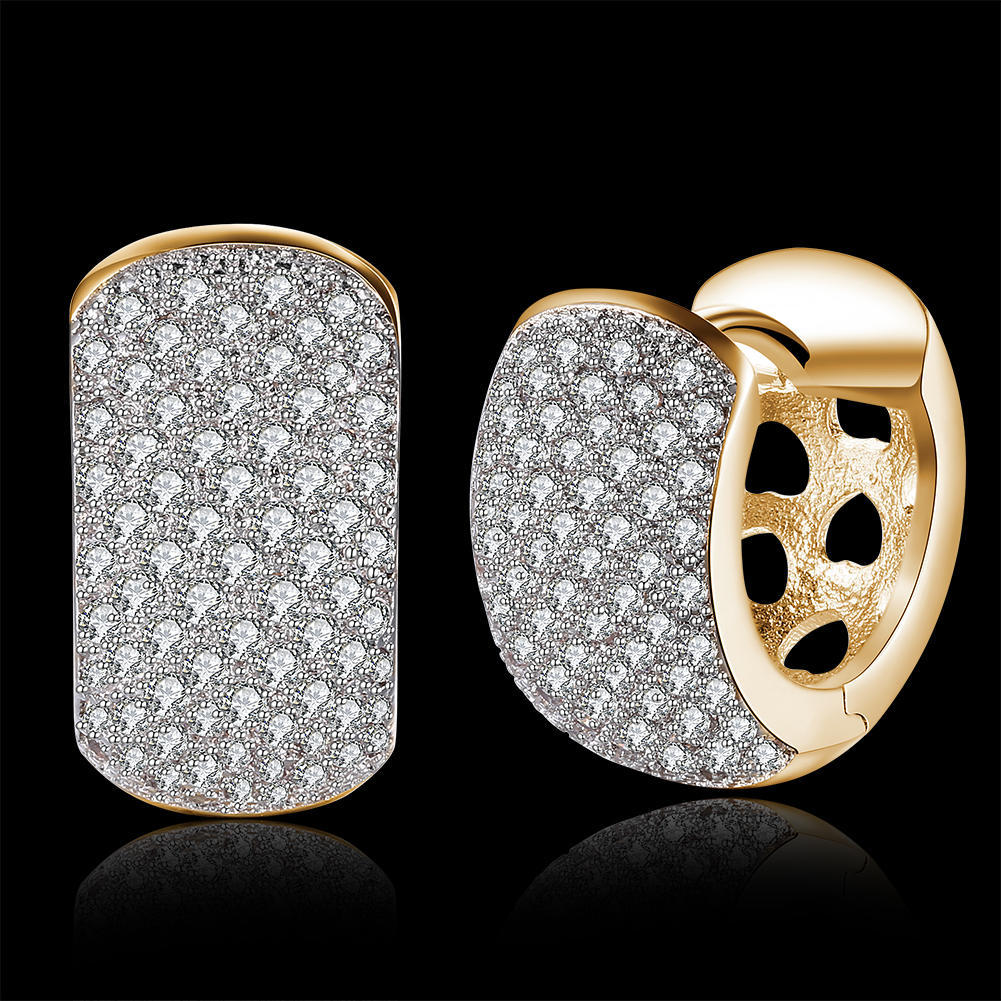 Luxury Fashion Paved Cubic Zirconia Hoop Earrings for Women Gold Color Bride Accessories Wedding Earring Valentine's Day Gift Jewelry