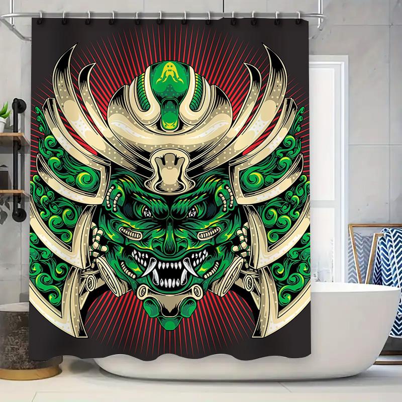 Tuniu Cool Japanese Oni Demon Shower Curtain Unique Art Room Bathroom Decor Black Design
