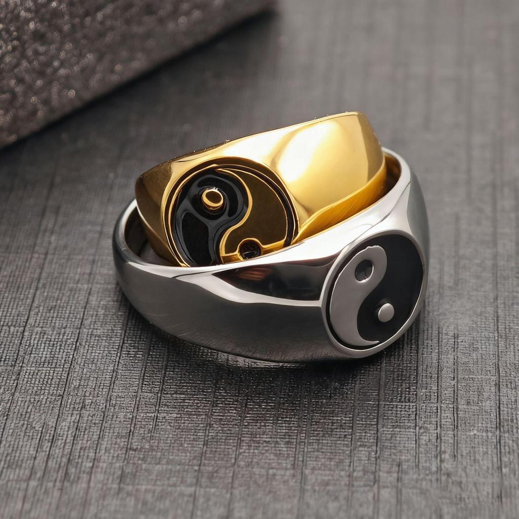 Eastern Bagua Tai Chi Stainless Steel Ring: Niche High-End Titanium Design