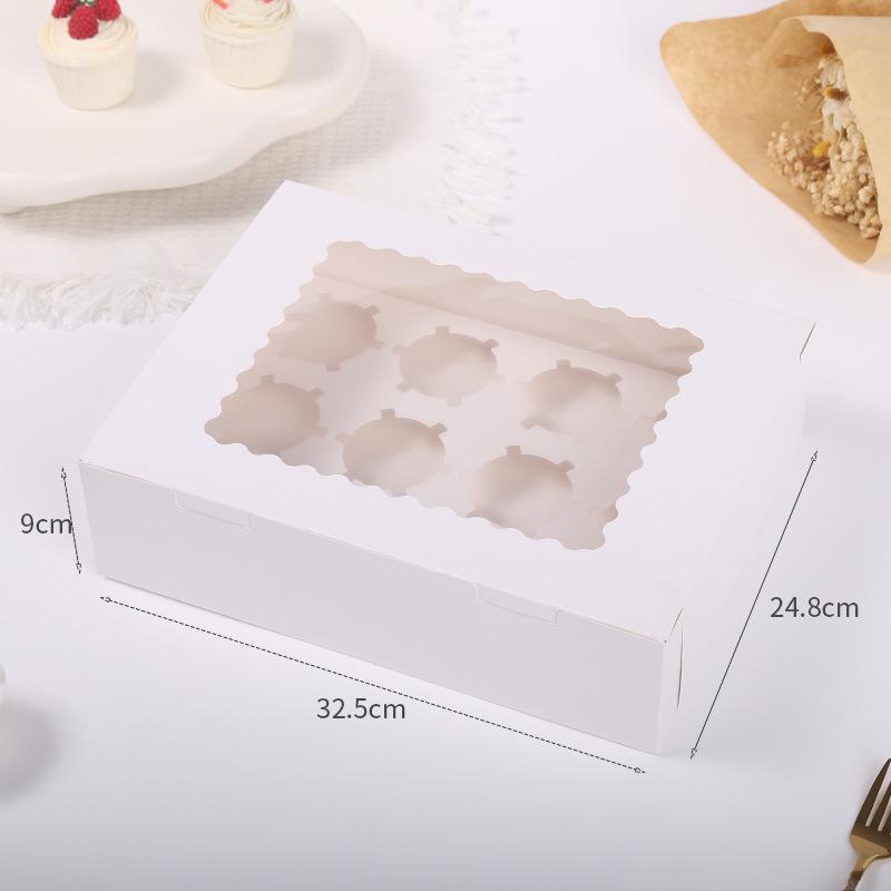 

10 наборов коробок для кексов с 12 предметами и держателями для кексов из окошечка, подходят для выпечки, вечеринок, дней рождения, зажимов из крафт-бумаги, одноразовой упаковки для выпечки белый