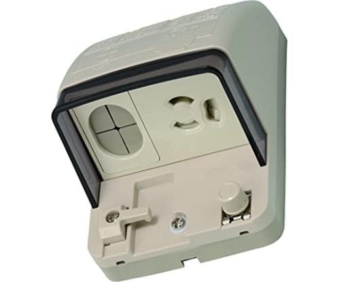 Jinbo Electric Rainproof Wiring Device, Rainproof Grounding Outlet with Wiring Function, 2-pole Grounding Socket, SurfaceFlush Mount, 15A 125V,