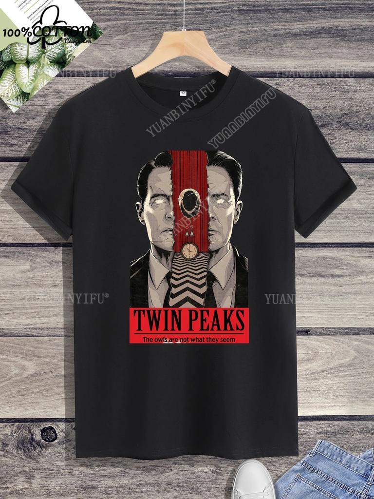 Classic Harajuku Twin Peaks Printed Unisex Cotton Shirt Loose T-shirt Top Short Sleeve O-neck Street Fashion Hot Product