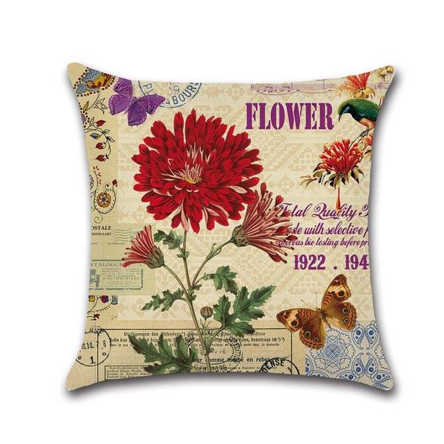 Retro Flower Decorative Pillowcases Rose Pattern Cotton Linen Throw Pillow Case Rose Pillow Cover Kussensloop Almohada Zt294
