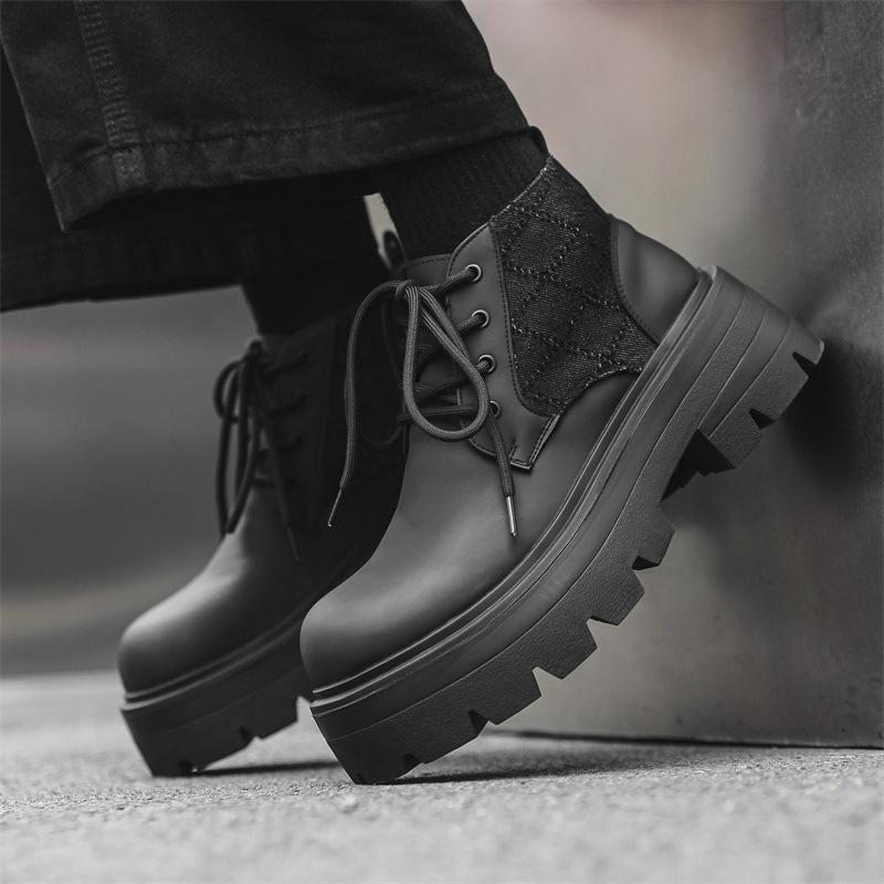 Martin Boots Men'S British Style High-Top Leather Shoes Big Head Thick Sole Tooling Locomotive Boots 77068-J