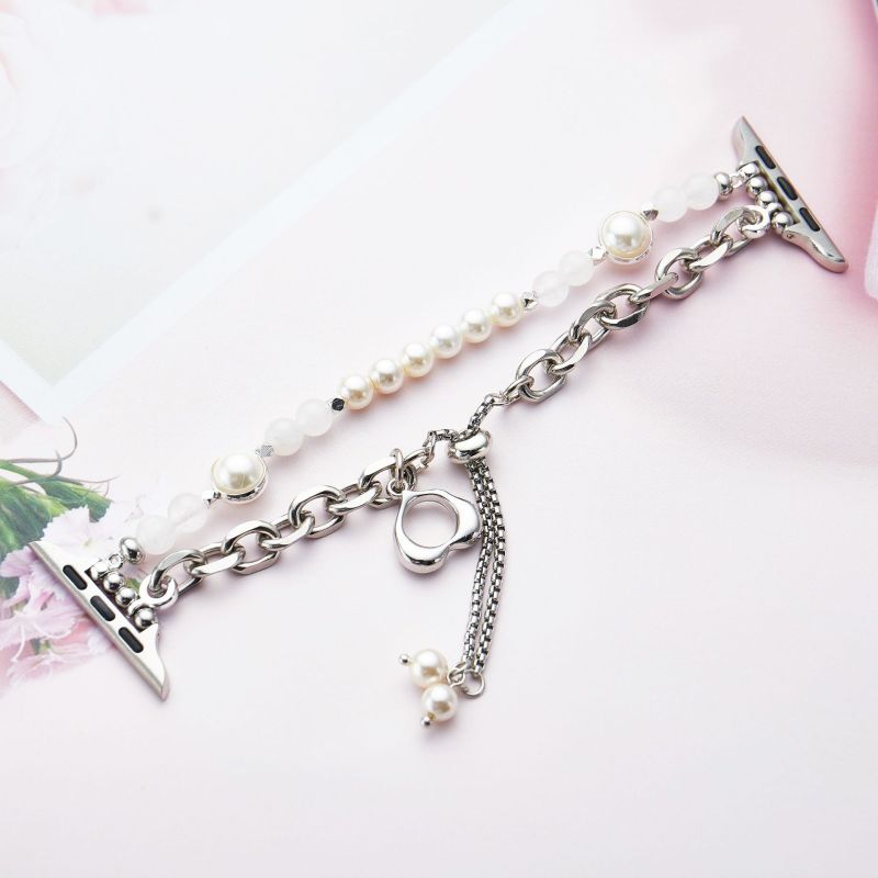 

Для Apple Watch Chain Link Strap Ultra 2 49 38 44 41 45 мм для iWatch Series 9 8 7 6 5 SE 4 3 Подвеска браслет с бусинами ремешок для часов 38/40/41mm