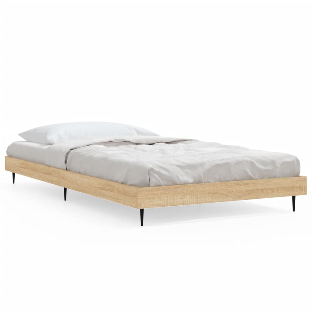Bed Frame Without Mattress Sonoma Oak Finish 100 X 200 Cm Engineered Wood