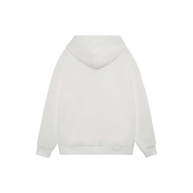 Li Ning Sports Fashion Series Embroidered Logo Fleece Pullover Winter Sweatshirt Unisex Sweatshirt Off-White AWDRD42-7