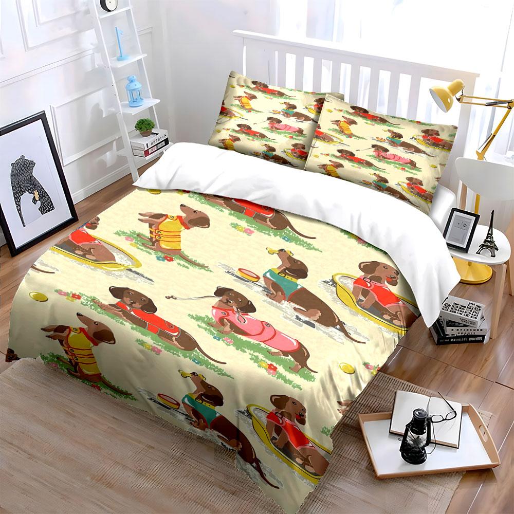 Dachshunds Wearing Colorful Outfits. Bedding Sets Duvet Cover Sets Duvet Covers Pillowcases(1 * Duvet Cover 2 * Pillowcases Without Duvet Insert)