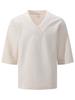 Spring/Summer Men's Solid Color V-neck Jacquard Casual Outdoor Short-sleeve T-shirt