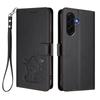 For Samsung Galaxy A57 5G Wallet Case with Wrist Strap Love Cat Pattern Imprint Leather Phone Cover
