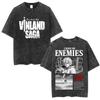 2026 Hot Sale Vinland Saga Thorfinn Manga Graphic T-shirt Men Vintage Washed Viking Anime Unisex Oversized Crew Neck Cotton Short Sleeve Tee Tops