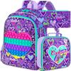 3PCS  Backpack for Girls, 16" Kids Backpacks with Lunch Box, Water Resistant Girl Bookbag for School Elementary