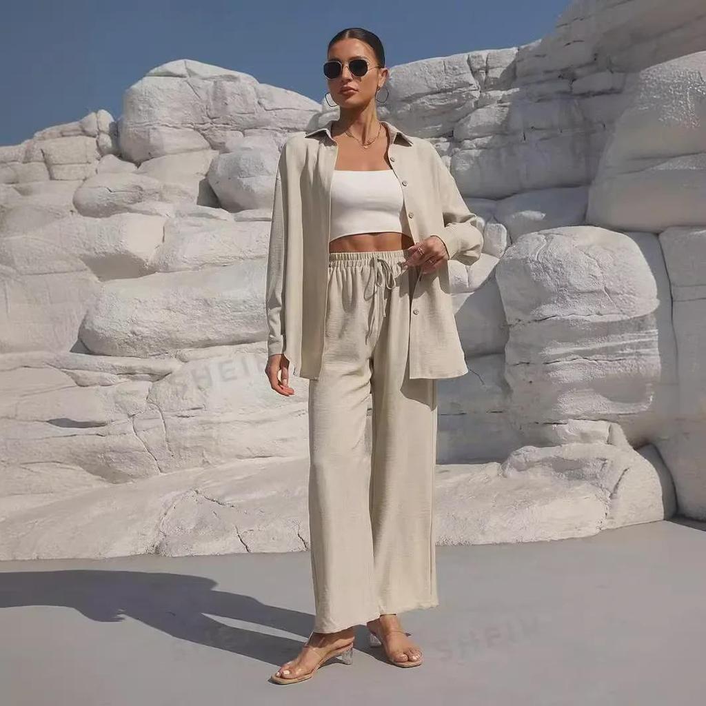 2025 Herbst Damenmode Zweiteiler: Lockere Strickjacke & Weitbeinige Hose