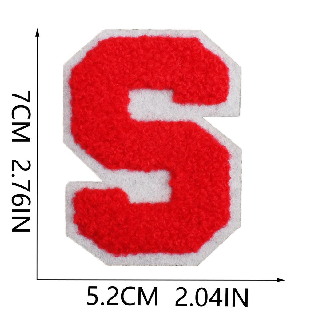 7Cm White Background Red Character Embroidery Cloth Sticker English Letters Towel Embroidery Patch Sticker Computer Embroidery Chapter Boy Heat Transf