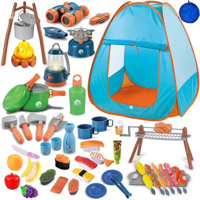 UQTOO Kids' Camping Tent, Foldable Toy with Storage Bag for Boys and Girls, Pretend Play, Parent-Child Play, Educational Toy, Indoor Play, Camping Set