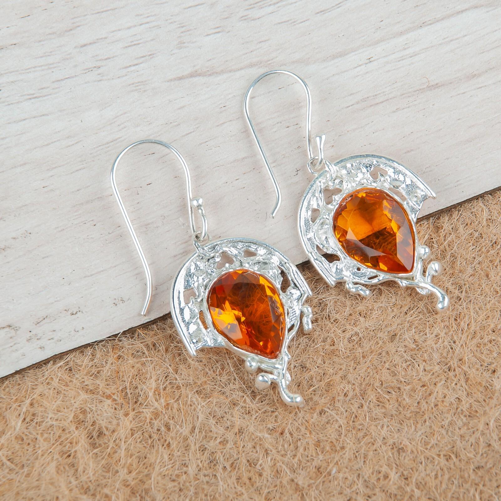 

Citrine Gemstone 925 Sterling Silver Jewelry Handmade Drop/Dangle Earrings 1.73 CE-5-1