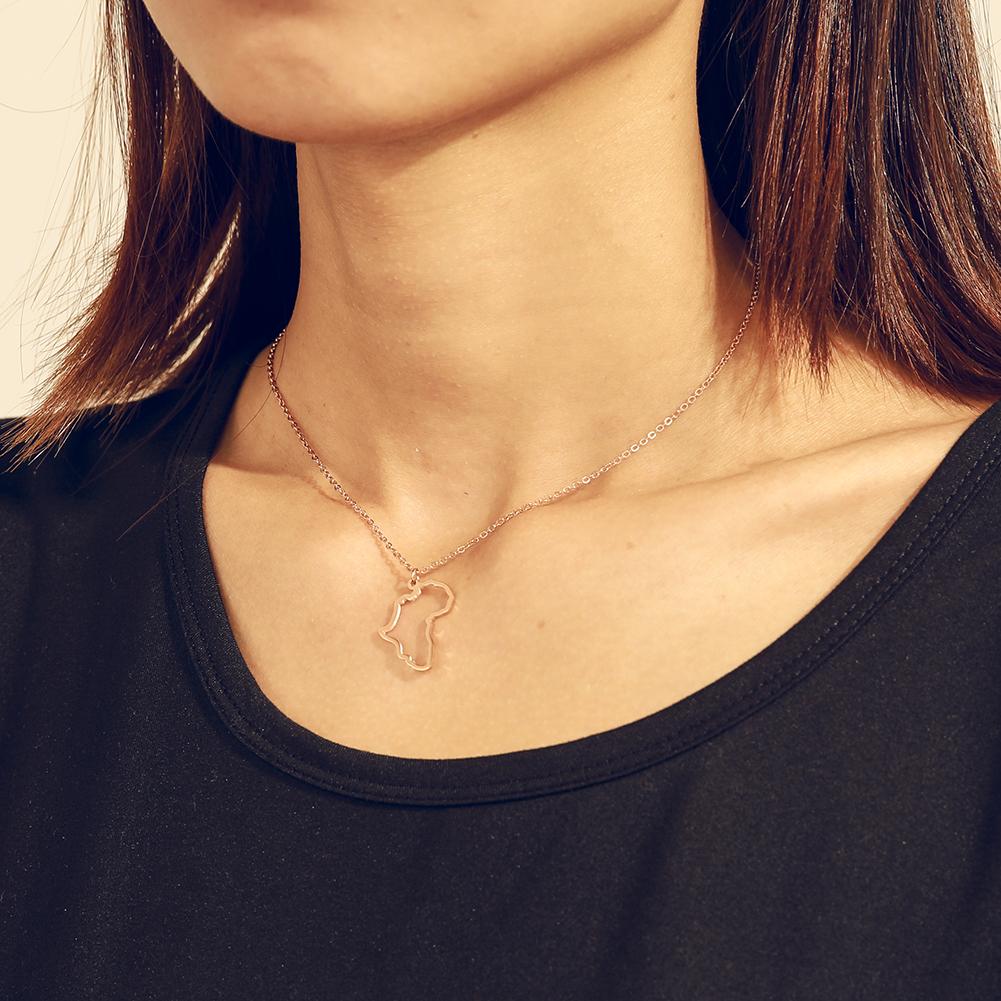 Hollow Out African Map Pendant Necklace Stainless Steel Men's and Women's Simple  South Africa Necklace Jewelry Gift Wholesale