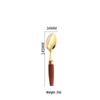 ZISIZ Stainless Steel Wooden Handle Gold Cutlery
