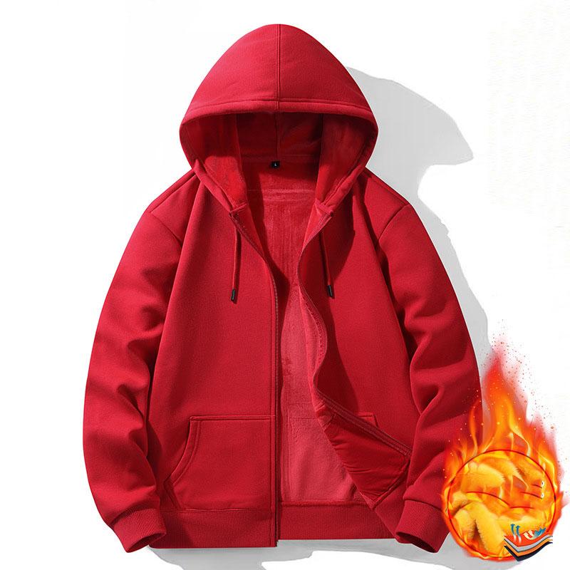 Mikina na zip s kapucí Podzim Zima Hřejivý fleecem podšitý Kompozitní kardigan Čistá bavlna Ležérní Pánský Dámský Základní Jednobarevný Y2k