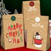 12PC Packing Supplies Gifts Christmas Gift Bags Cookie Cartoon Printed Party Packaging Pocket Candy With 12PC Stickers Holiday