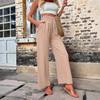 2026 Frühling/Sommer Neue Damen Einfarbige Freizeithose Elastisch Hoher Bund Locker Lange Hose