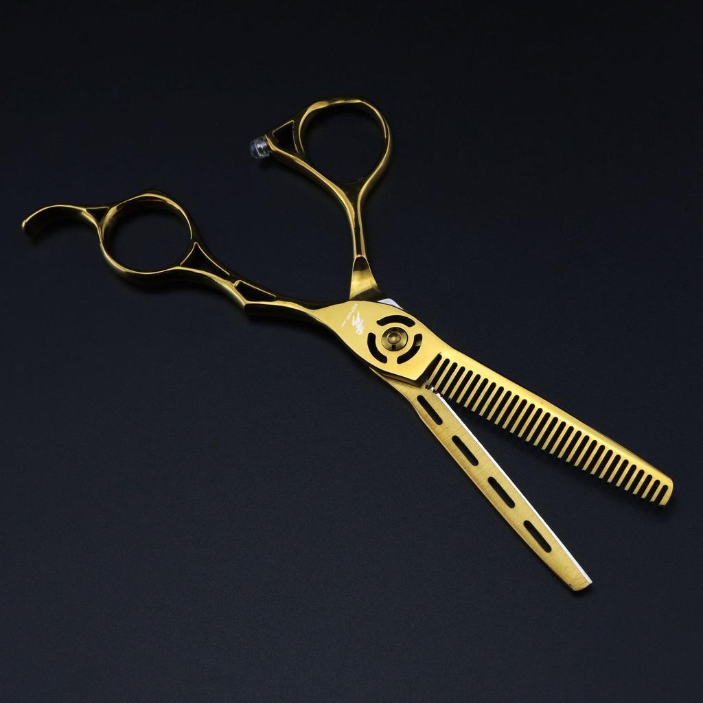 Gold 6.0 Nimpson Gold Hollow Hair Scissors, Haircut Tooth Scissors, Thin