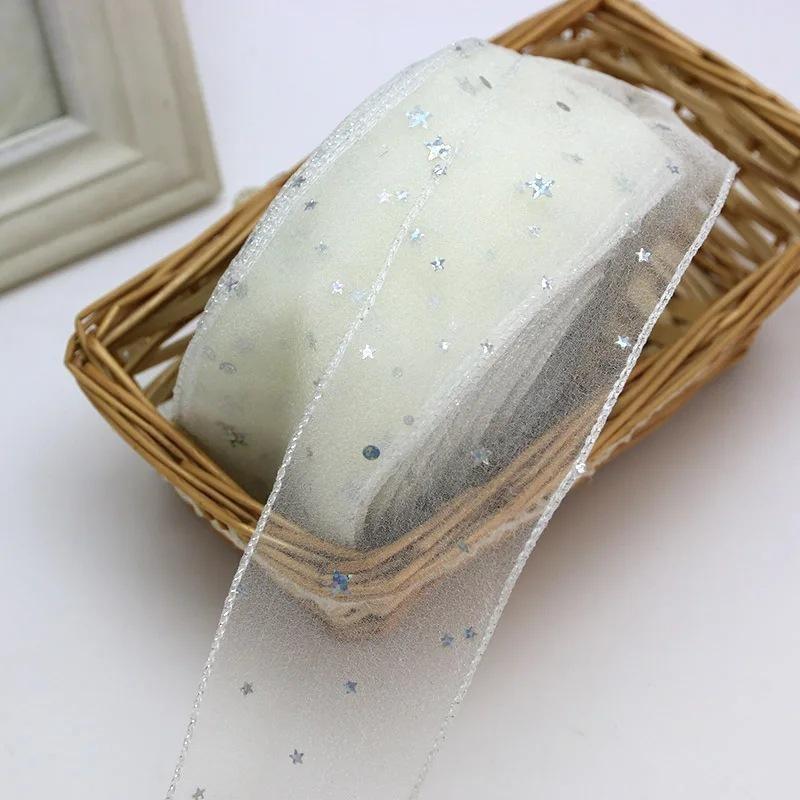 10 yards Rotolo di nastro di organza di colore pieno con bordo ondulato a coda di pesce per bouquet di fiori, regali, confezioni, decorazioni per feste di nozze