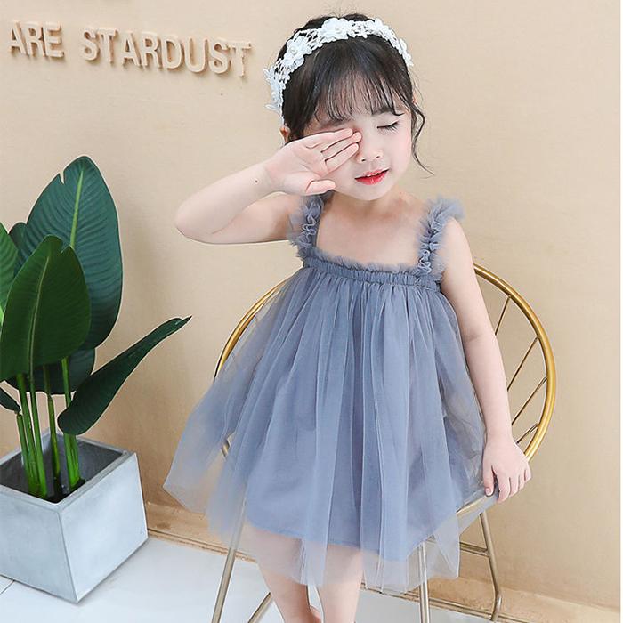Kinderkleid Frühling Sommer Träger Kinderkleidung Baby Mädchen Kleidung Garn Ärmelloses Kleid Mädchen