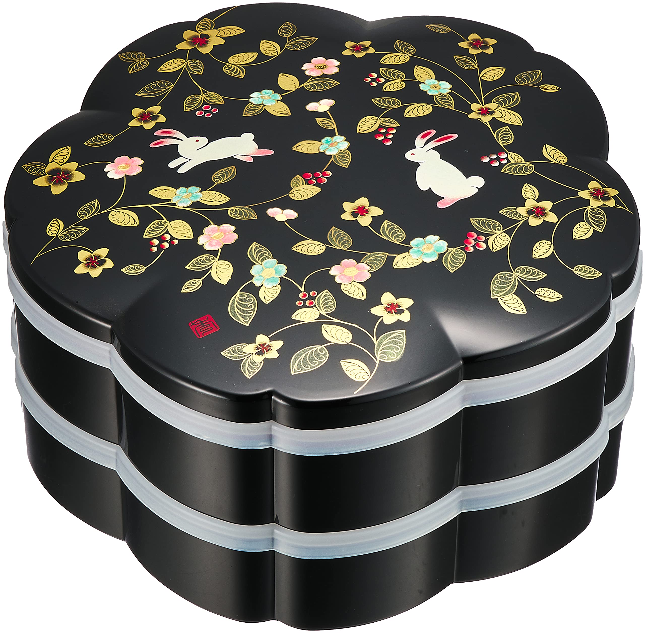 

Mitani Yamanaka Lacquerware Jubako Cherry Hors Container Tupperware and Small M15404 (Flower Path) 7.5cm Blossom-Shaped Two-Tiered d oeuvre (Includes чёрный