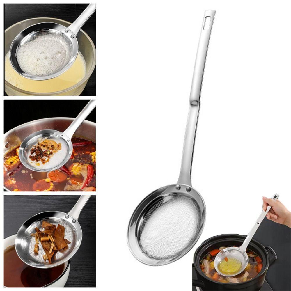 Reusable Stainless Steel Oil Skimmer Comfortable Handle Kitchen Strainer  Kitchen Utensils
