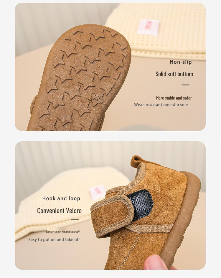 2025 Mädchen Koreanischer Stil Dicke Sohle Plüsch Birkenstock Winterstiefel - Warm, Modisch, Einfarbige Baumwollschuhe für Kinder