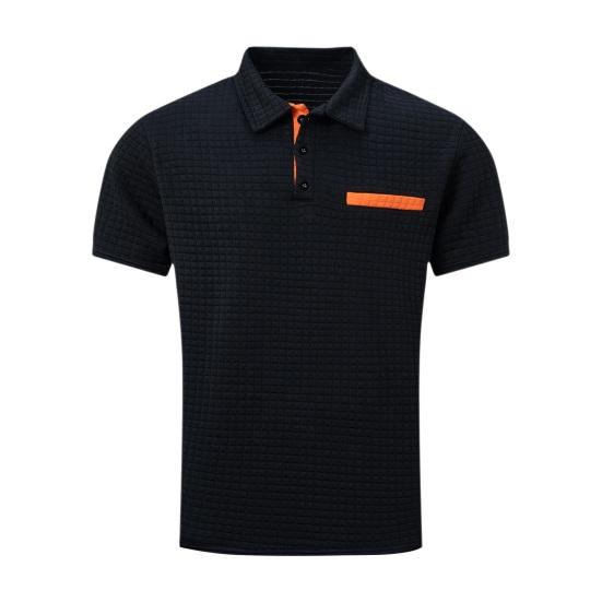 Erkekler Yaz Gömlek Kısa Kollu Slim Fit Düz Renk Düğmesi Turn-down Yaka Ekose Doku Yumuşak Nefes Kazak Rahat İş Üst